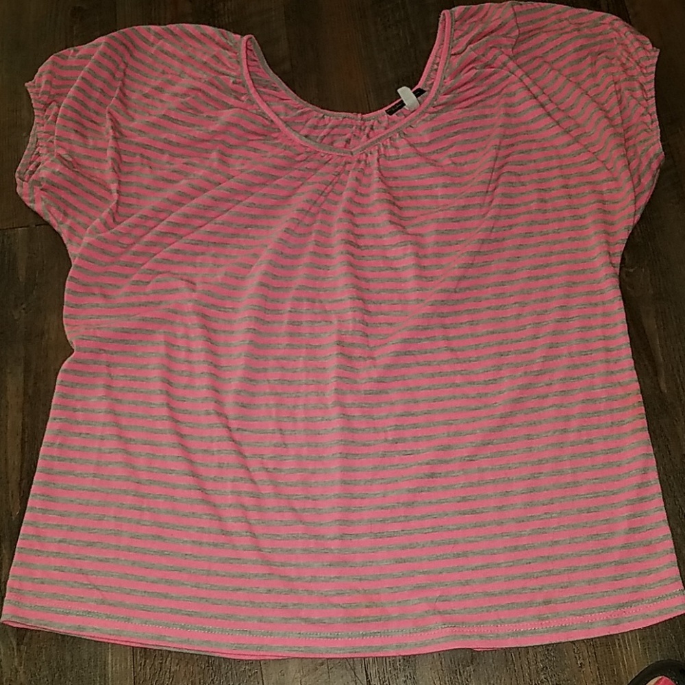 Cantata USA pink/gray stripe top 2X